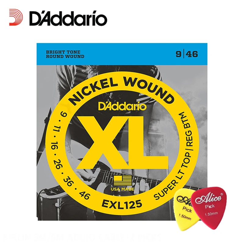 

D'Addario EXL125 Nickel Wound Electric Guitar Strings, Super Light Top/ Regular Bottom, 9-46 Daddario Strings(With 2pcs Picks)