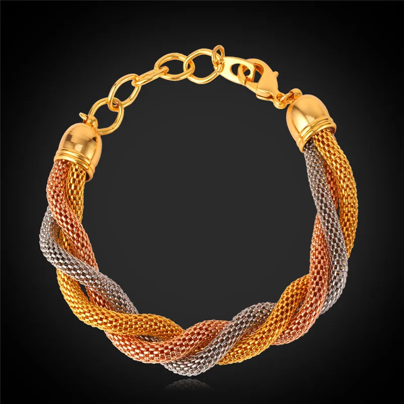 Women's Chain Bracelet Gold/Rose Gold Color 8MM 22CM 9" Chain Bracelets