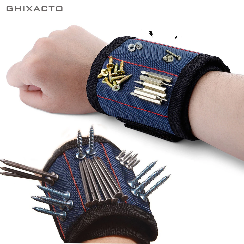 

GHIXACTO Polyester Magnetic Wristband Portable Tool Bag Electrician Wrist Tool Belt Screws Nails Drill Bits Holder Repair Tools
