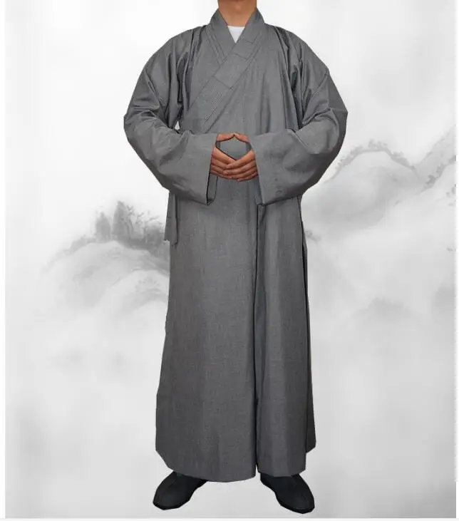 

100% cotton monk clothing Long sleeves Chinese monk robe Buddhist supplies Plus Size