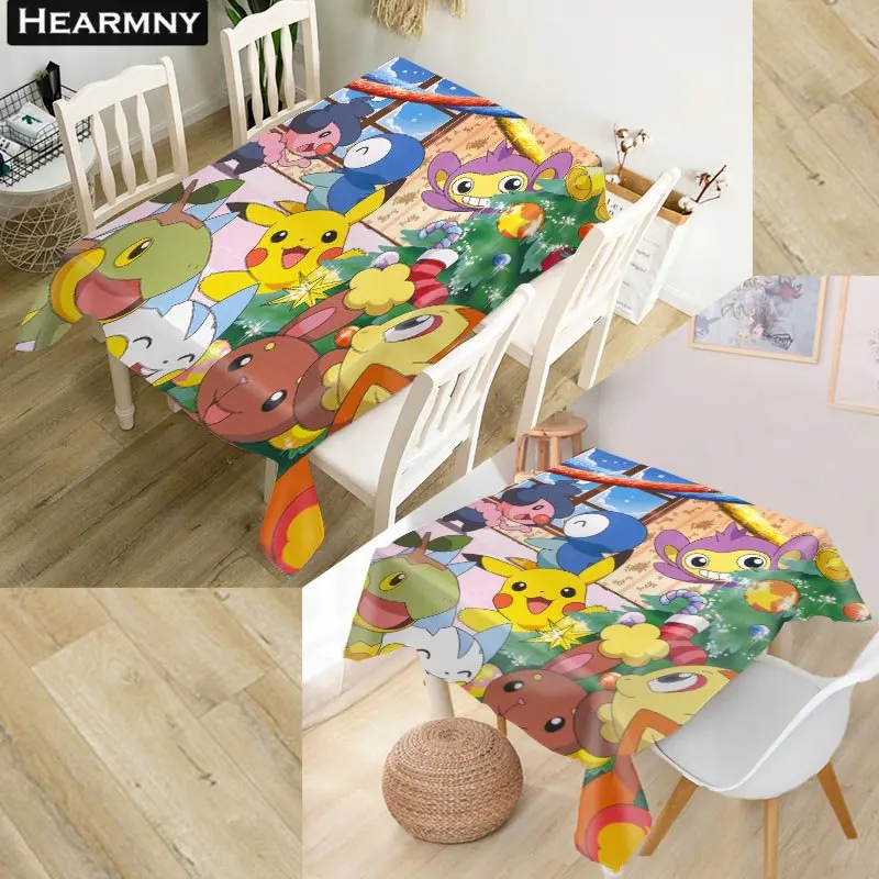 

HEARMNY Pokemon Tablecloth 3D Oxford Fabric Square/Rectangular Dust-proof Table Cover For Party Home Decor TV Covers