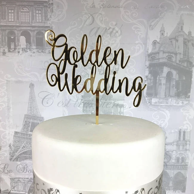 

Golden Wedding cake topper wedding acrylic cake topper