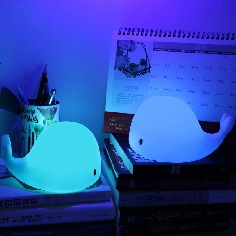 

mycyk Whale Cartoon Night Light Kids Bed Table Lamp Sleeping Lamps Desk Night Lights Baby Room With Bulb for Children Christmas