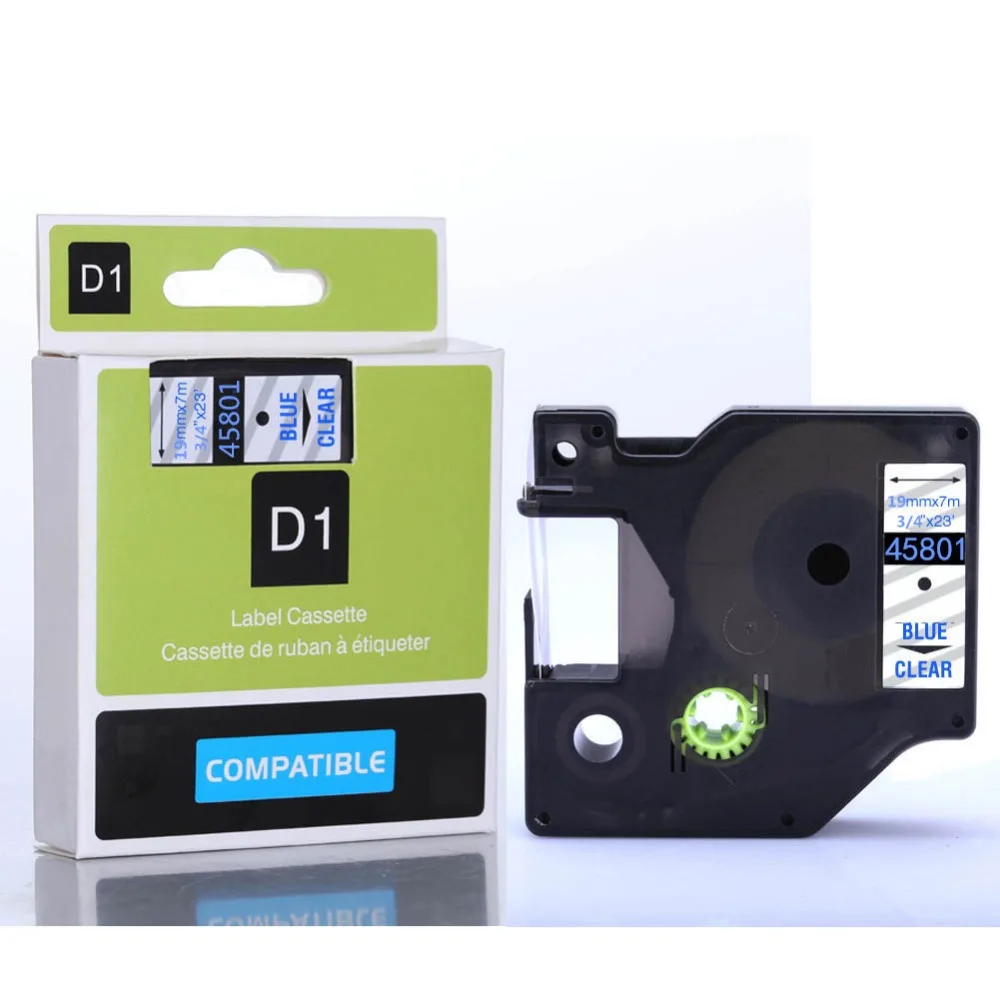 15 шт. синий на четком 19 мм * 8 м DYMO D1 45801 label printer лентой Совместимость чайник Dymo