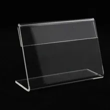Акриловый T1.3mm небольшой знак клип L ярлык рамка табличка ценник этикетка дисплей бумажные имя держатели карт подставки dekstop 50 шт