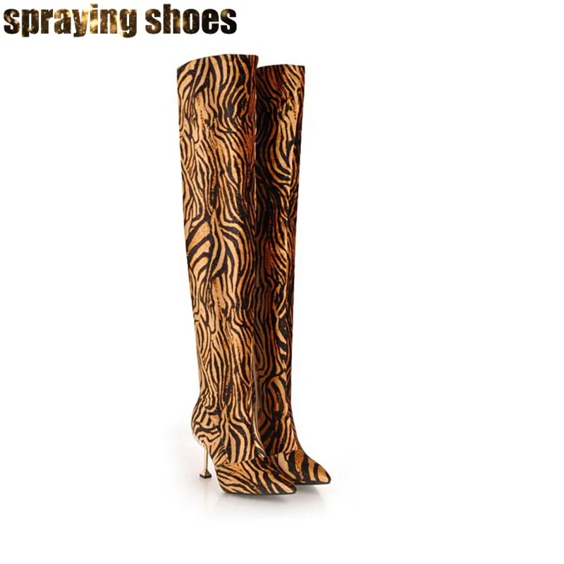 

Fashion Crystal Heel Women Over The Knee Boots 2019 Winter Pointed Toe High Heels Sexy Ladies Shoes Thigh High Boots Woman