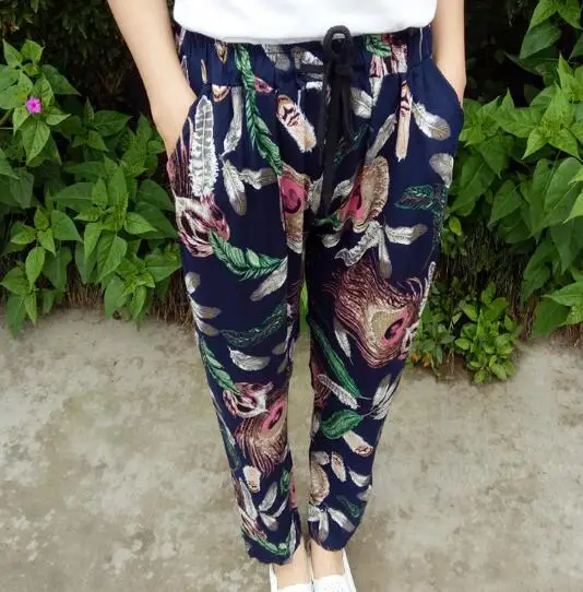 Carol Diaries Summer rayon pants artificial cotton pants trousers print ...