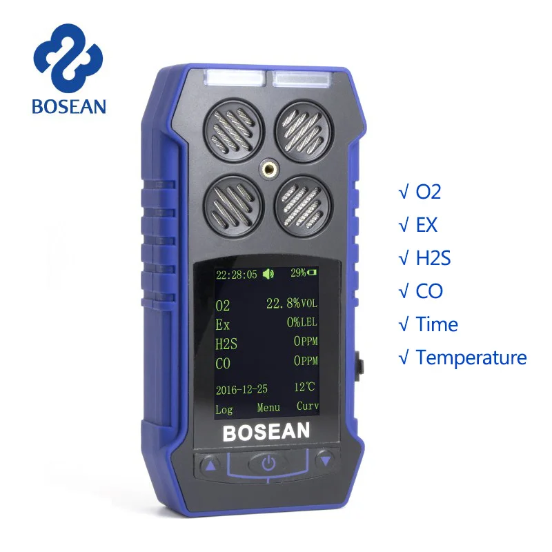 

4 in 1 Gas Monitor O2 H2S CO Combustible Oxygen Carbon Monoxide Gas Analyzer Gas Leak Detector with 1800mAH Lithium Battery