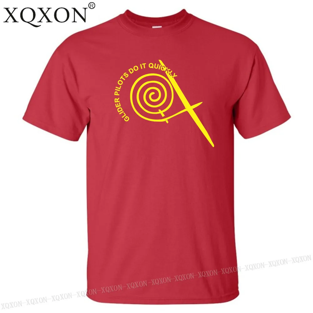 XQXON- хлопковая футболка Летняя Новинка с коротким рукавом планер пилоты сделать это быстро Футболка мужская футболка Топы K140 - Цвет: Red