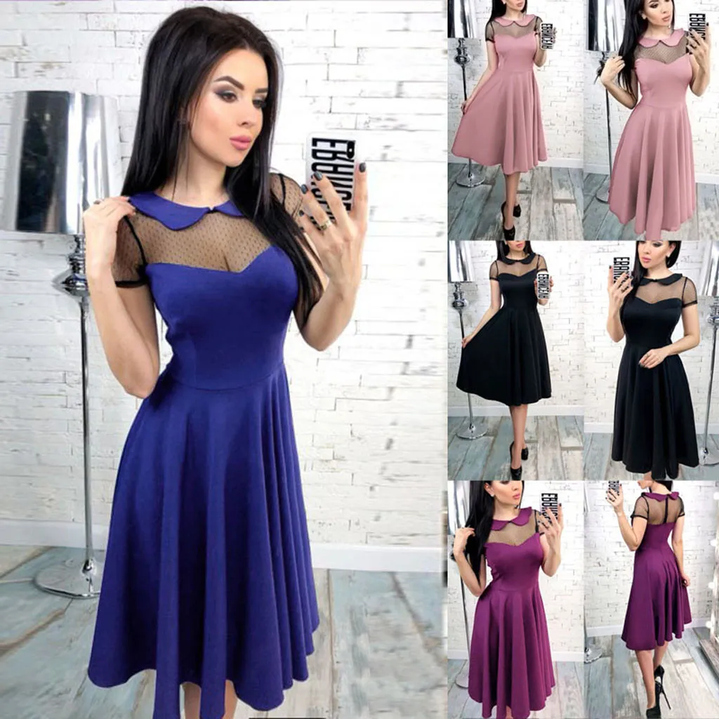 Новые стильные женские летние модные платья Kleid, сексуальные кружевные платья Loin чистого цвета, Abito да Донна alla moda