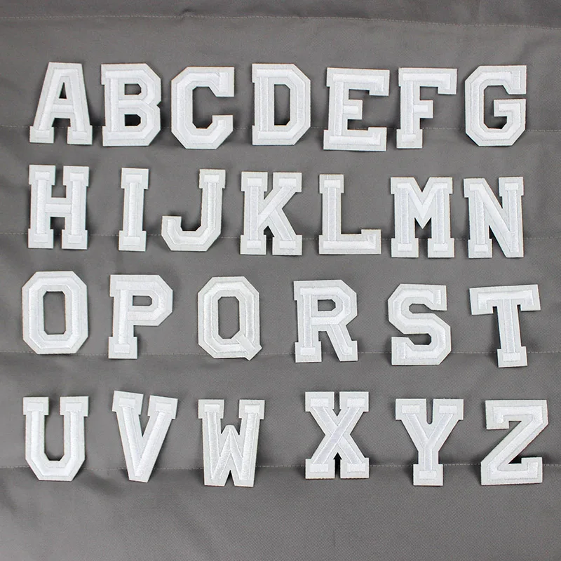 

26 White Letters Iron on Patches for Clothing Decorative DIY Embroidery Name Patch Applique for Jacket Jeans Stickers