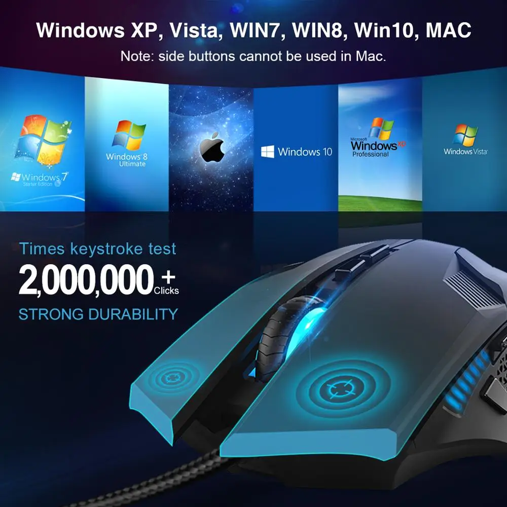 TeckNet Игровая USB Проводная мышь Регулируемая 3200 точек/дюйм эргономичная