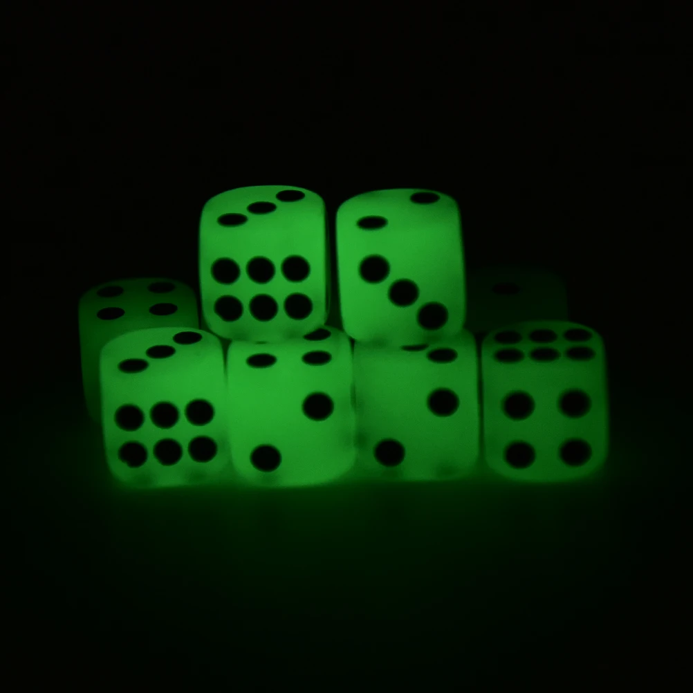 10Pcs/set Noctilucent Dice Cubes 6 Side 14mm luminous dices Toy Fun Board Game Night Bar Entertainment Game Dice