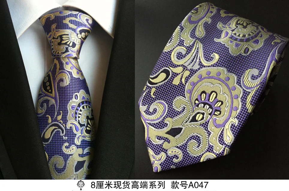 neck tie 100% silk Thick cloth paisley tie for men 8cm navy and red striped Neckties wedding dress