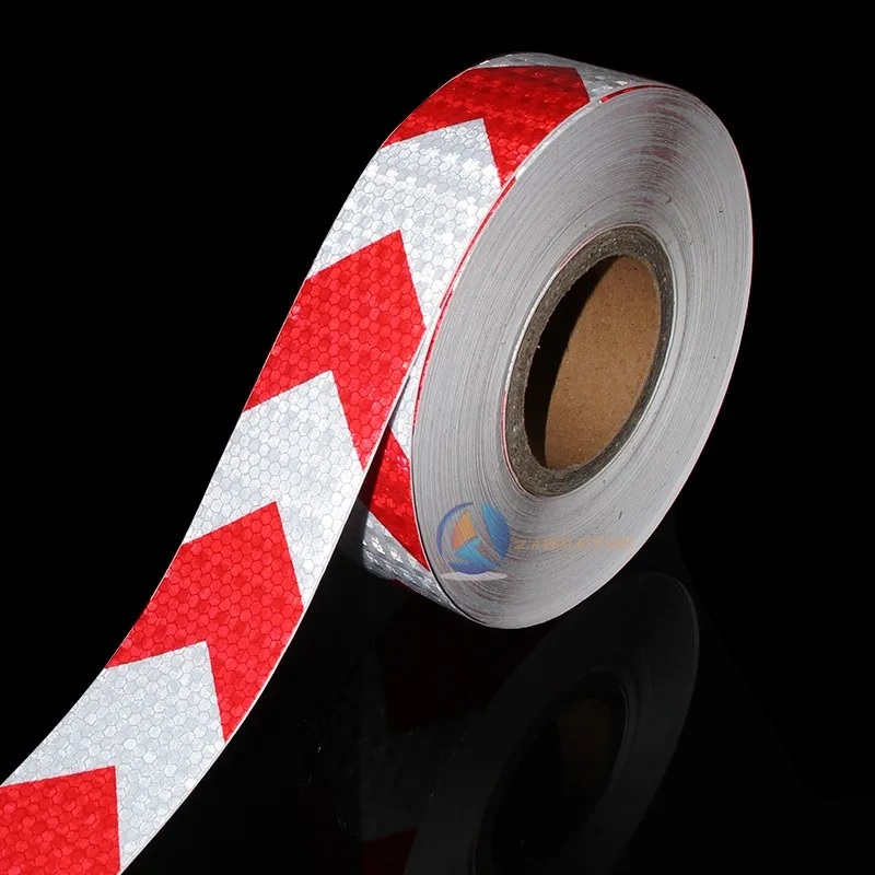 

5CMx10M Small Shining Square Relf-Adhesive Reflective Warning Tape with Red White Color Arrow Printing for Car Motorcycle