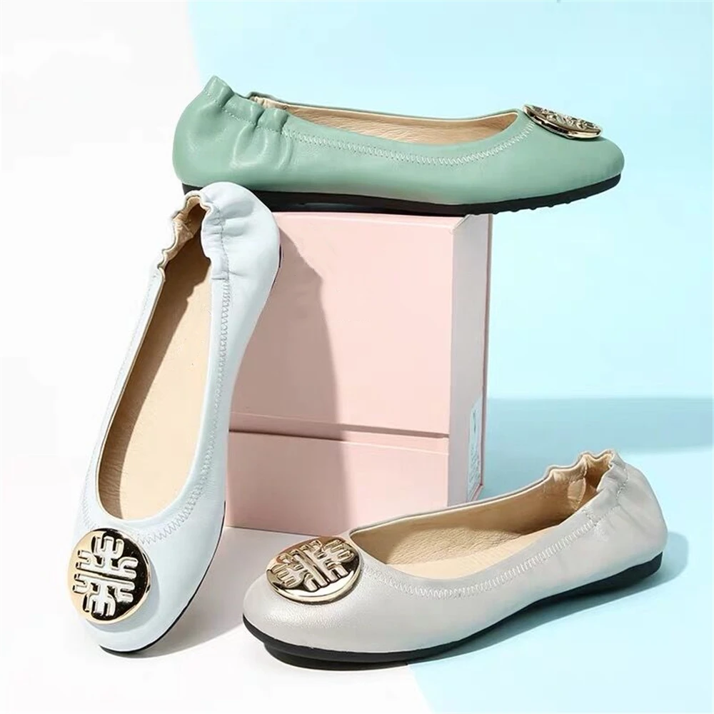 

FITOW New Arrival Shoes Woman Plus Size 35-42 Genuine Leather Casual Shoes Women Flats Slip On Women's Ballet Flats Shoes