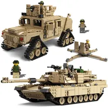 Kazi Technic Enlighten Toys Military Gun Weapon ABRAMS Tank Model Building Blocks Compatible Bricks Toys Star
