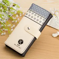 Для женщин кошелек звезда EXO длинные Дизайн Hasp Кожаный Клатч держатель для карт кошелек сумки оптом-новое поступление подарок ко Дню