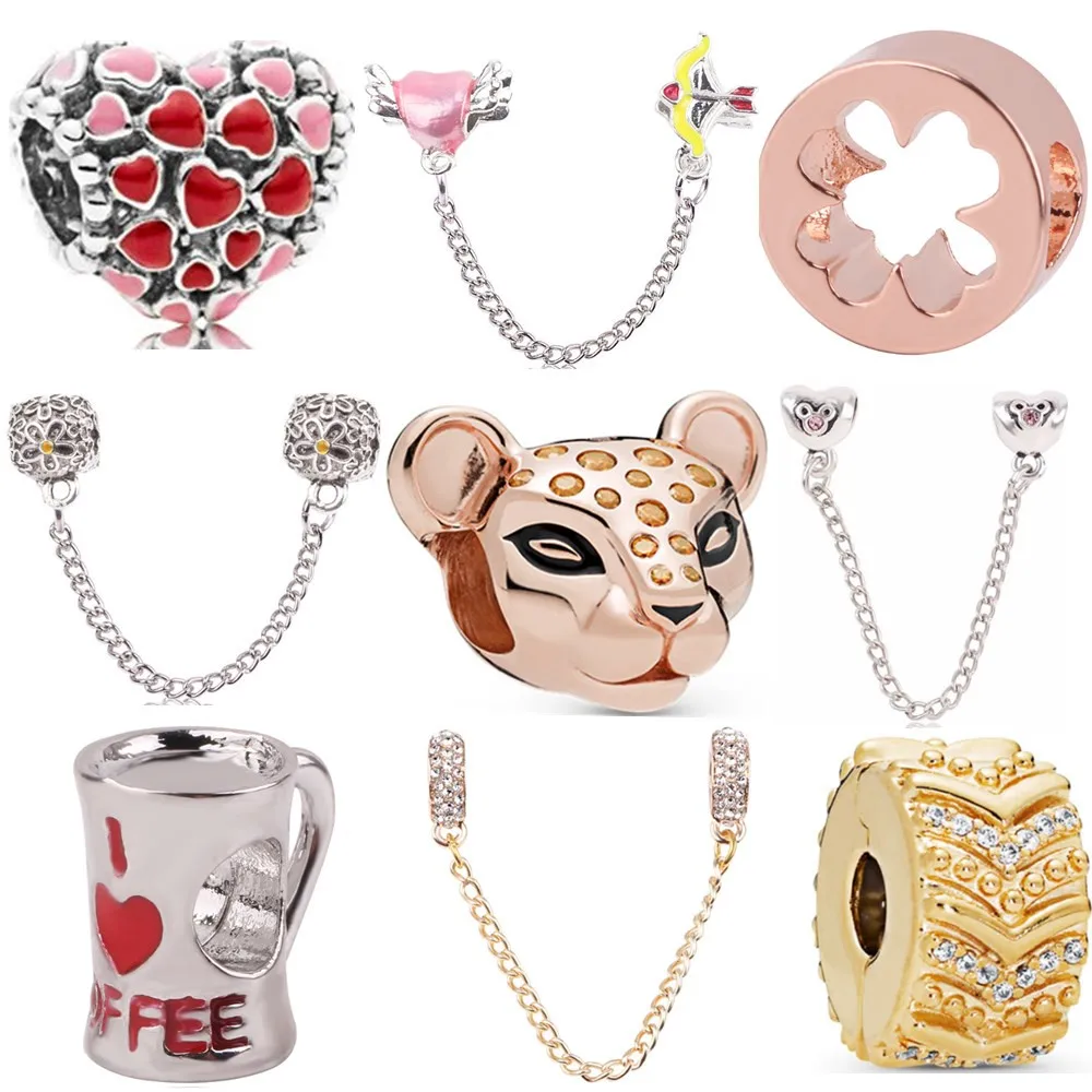 

AIFEILI Bracelet Girl Jewelry European New Charm Original 2019 Fit Pandora Lovely Bead Gift Retro Silver DIY Leopard Cup