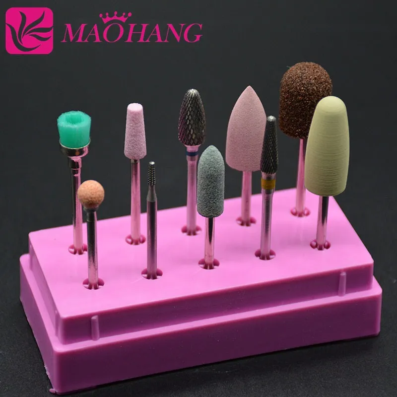 

MAOHANG 10pcs/sets Carbide Nail Drill Bit 3/32'' Millings Cutter silicone Drill Electric Nail File For Electric Manicure Drill