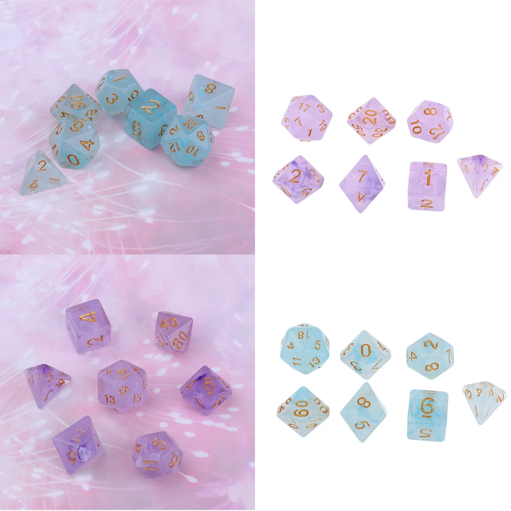 14/Set D4 D6 D8 Dice Game 1.6cm Sided Gem Dice for TRPG D&D Polyhedral Dices