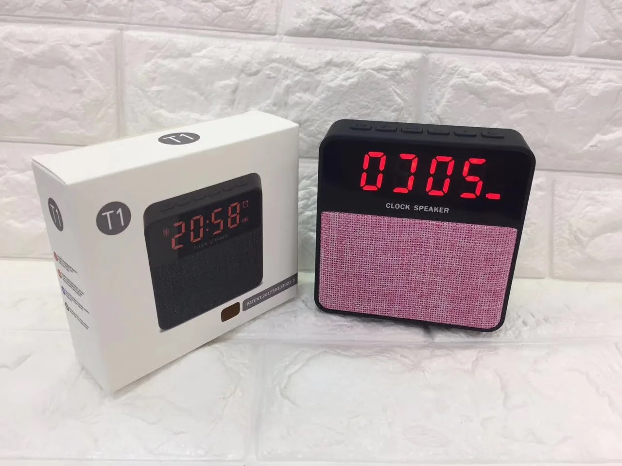 Тканевый мини динамик T1 будильник функция вызова Bluetooth Колонка 32 Гб (tf карта fm