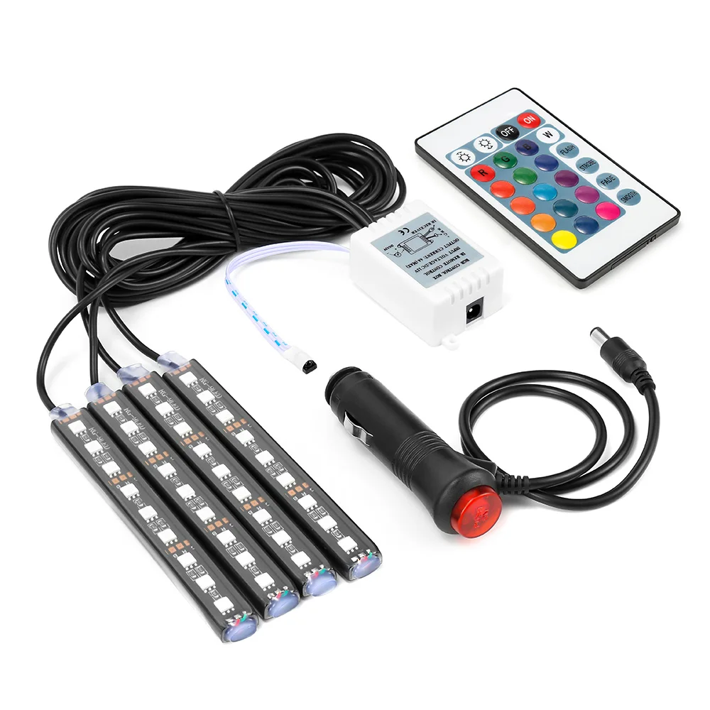 подсветка салона авто Isincer автомобиль RGB Светодиодные ленты 4*9 шт. SMD 5050 10 Вт