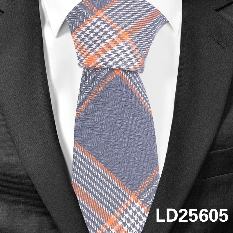 Повседневный клетчатый мужской галстук Классические хлопковые галстуки для мужчин формальные Узкие галстуки для Свадьба Вечерние 6 см Ширина Галстуки для жениха Gravatas - Цвет: LD25605