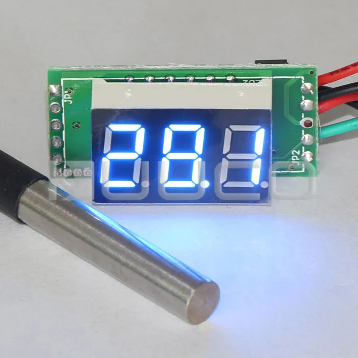 

5 PCS/LOT DC12V 24V Temperature Meter -55 to 125 Celsius Degree Blue LED Thermometer for Pet House/Greenhouse/Laboratory etc
