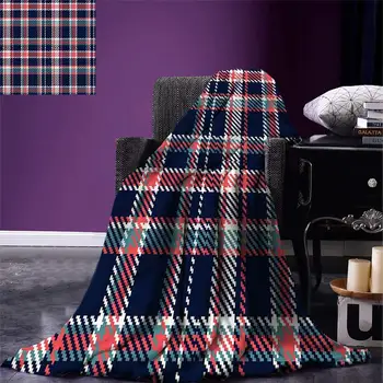 

Checkered Throw Blanket Scottish Retro Fashion Vintage Style Abstract Traditional Design rectangle Blanket
