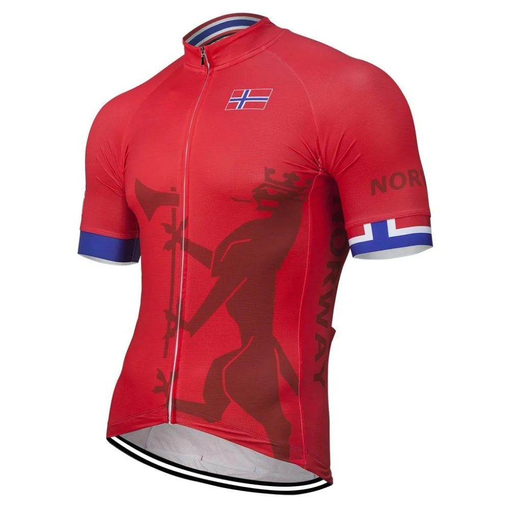 Для мужчин Норвегия красный Велоспорт Джерси заказной дышащие дорожные гонка в горах Топы гоночный велосипед одежда хитрой лисичкой Защита от солнца