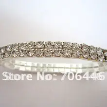 Мода 2-ряд горный хрусталь эластичный браслет