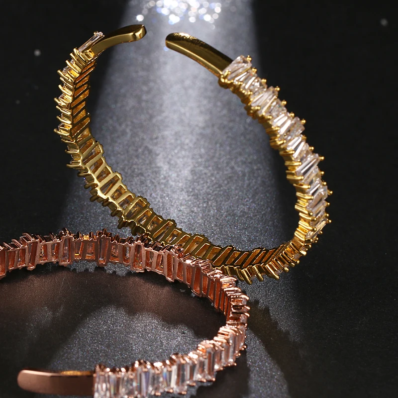 Регулируемые Квадратные браслеты из меди с фианитами|bangle adjustable|zirconia banglebracelet for