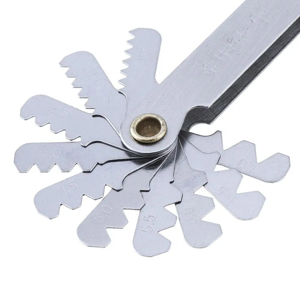 Screw Pitch Gauges 55/60 Degree Metric Inch Thread Plug Gauge Gear Tooth Measuring Carbon Steel Center Measurement 20 Blades