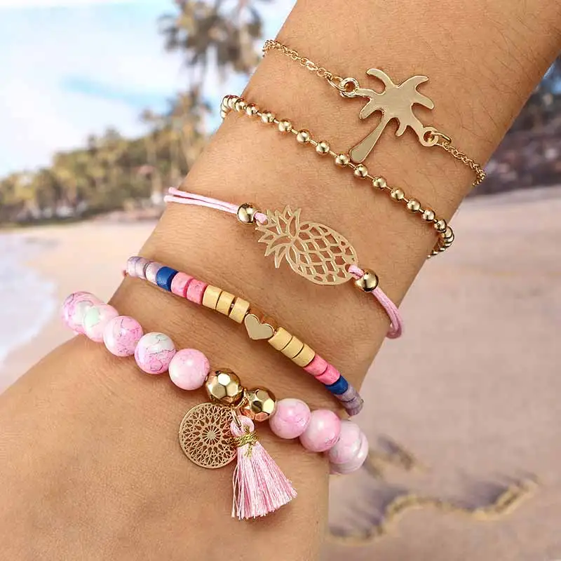 

2018 New Fashion Women Multilayer Chain Tassel Chian Bracelet Elegant Tree Flower Bracelet & bangle Jewelry For Girls Wholesale