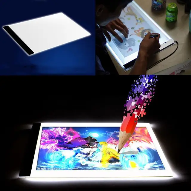 Digital Tablets A4 LED Graphic Artist Thin Art Stencil Drawing Board Light Box Tracing Table Pad Three-level