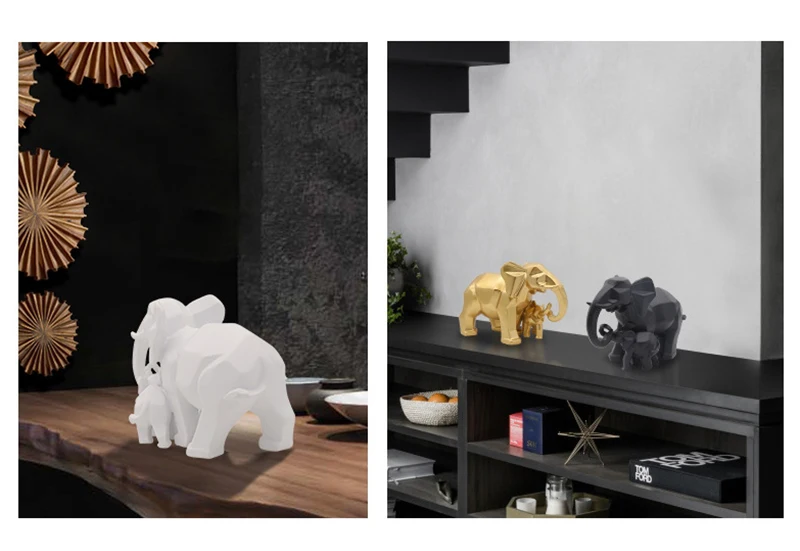 Скандинавские минималистичные геометрические фигурки слонов для мамы и сына, украшения из смолы, украшения для дома, крыльца, декор для гостиной, подарки