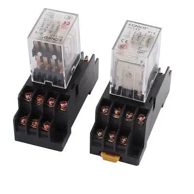 

2 Pcs AC 110V Coil Power Relay HH54PL 14PIN With Socket Base