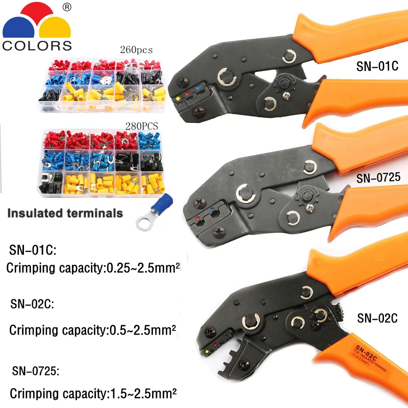 

SN-01C SN-02C SN-0725 MINI EUROP STYLE crimping tool crimping plier 0.25-2.5mm2 multi tool tools hands for Insulated terminals