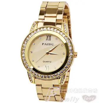 

New Fashion Gold Silver Men Clocks Rhinestone Shell Wristwatches Diamante Alloy Band Fashion Quartz Sports Casual Dress Watches