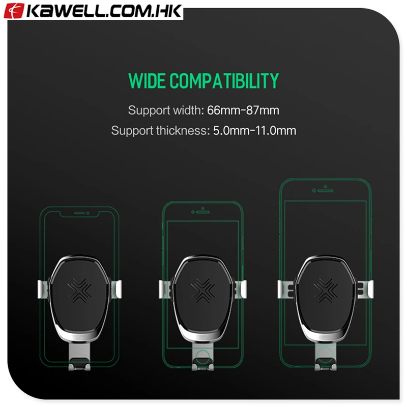 Metal Car Wireless Charger for iPhone X 8 Plus Gravity Fast Wireless Charging Car Holder for smart phone