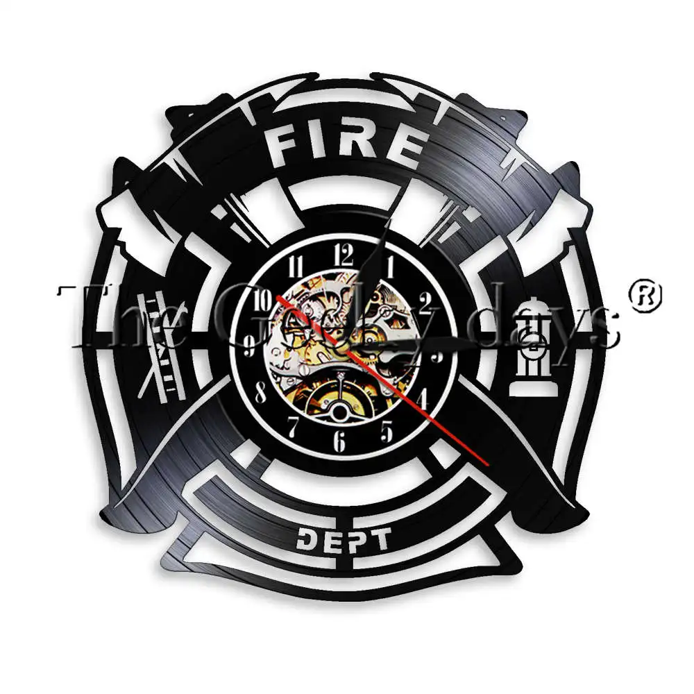 1 шт пожарный Виниловая пластинка настенные часы с светодиодный Подсветка пожарной современный настенный светильник пожарные знак