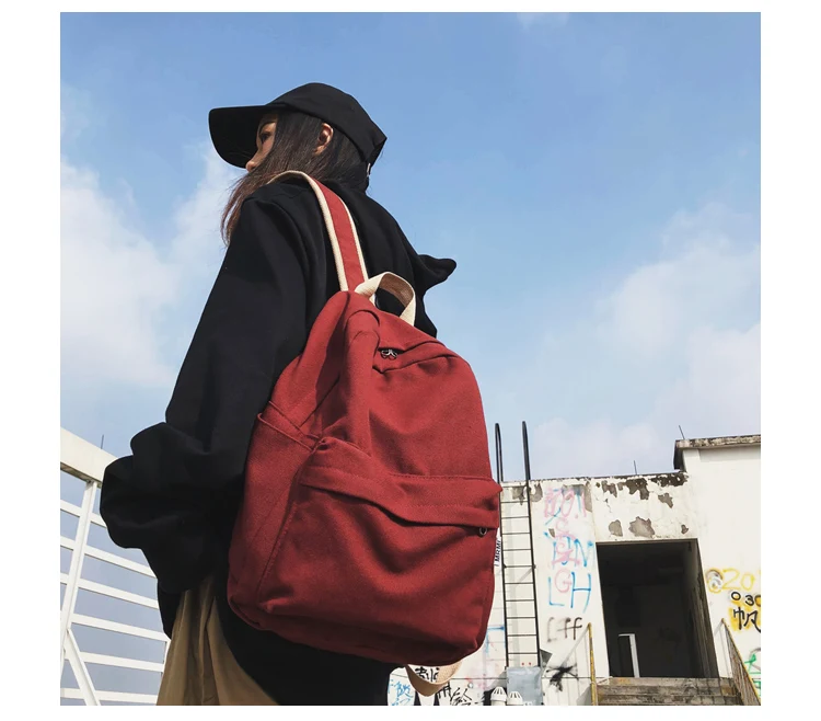 Janespri High Quality Backpack Canvas Women Backpack Solid Mochila Escolar Girls Laptop Backpack School Bags Backpack for teens_29
