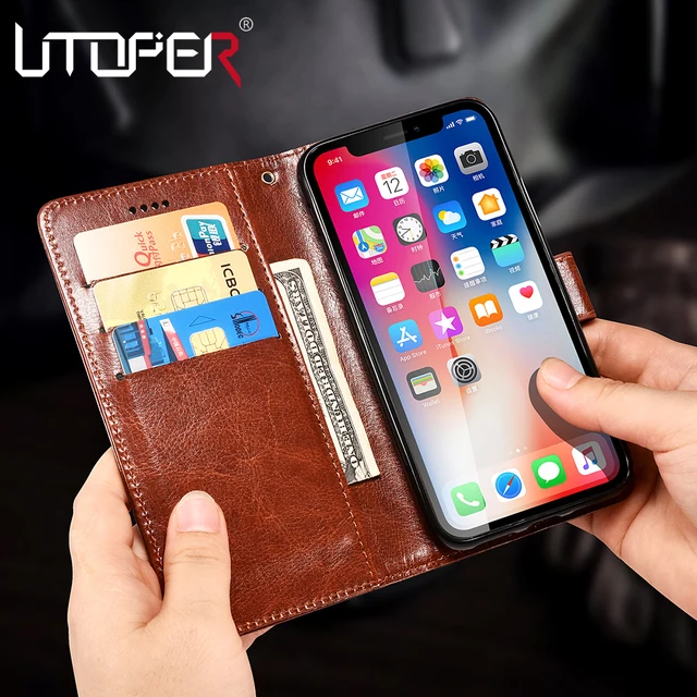 Cheap UTOPER Case For iPhone 6 7 8 Case PU Leather Flip Luxury For iPhone 7 8 Plus Wallet Case For iPhone X XS Max XR 6S 7 Plus Fundas