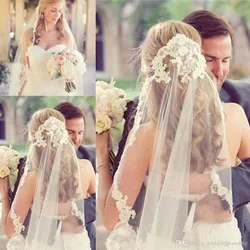 2020 White Ivory 1.5M Appliques Edge One Layers Long Wedding Veil Elegant Bridal Veil In Stock