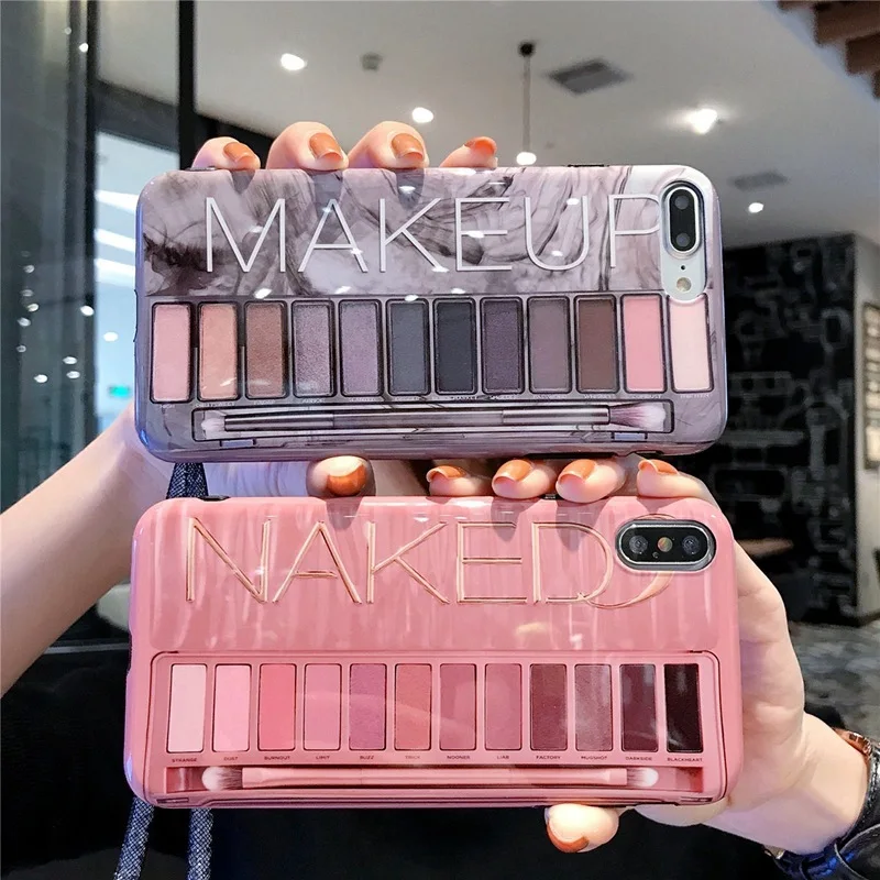 

For iPhone 11 Pro Phone Case Cosmetic Makeup Eye Shadow Box IMD Soft Tpu Shockproof Case For iPhone Xs Max 6 7 8 Plus 11 Pro
