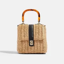 Женская Роскошная сумка из ротанга, сумка-мессенджер из искусственной кожи, ручная работа, ротанг плетение, летние овальные пляжные сумки для женщин