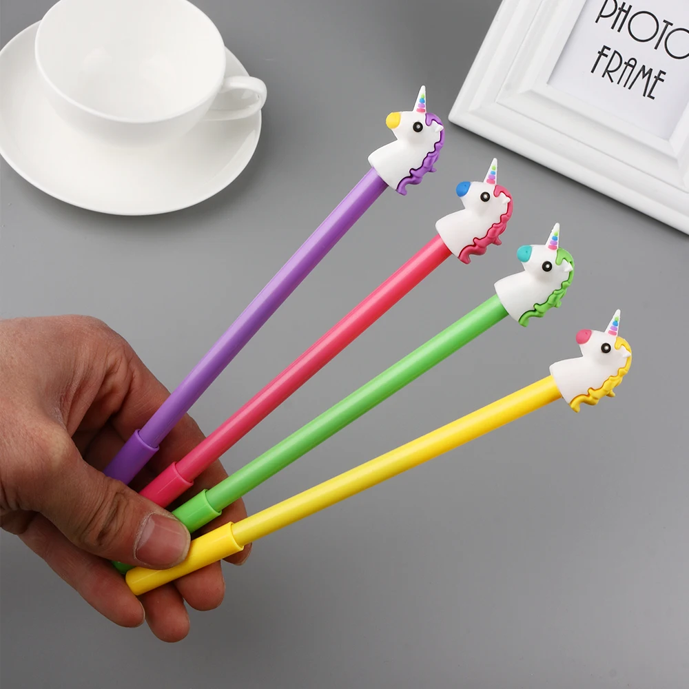 2PCS Cute Unicorn Gel Pen Ballpoint Pen Stationery 0.38mm Neutral Pen