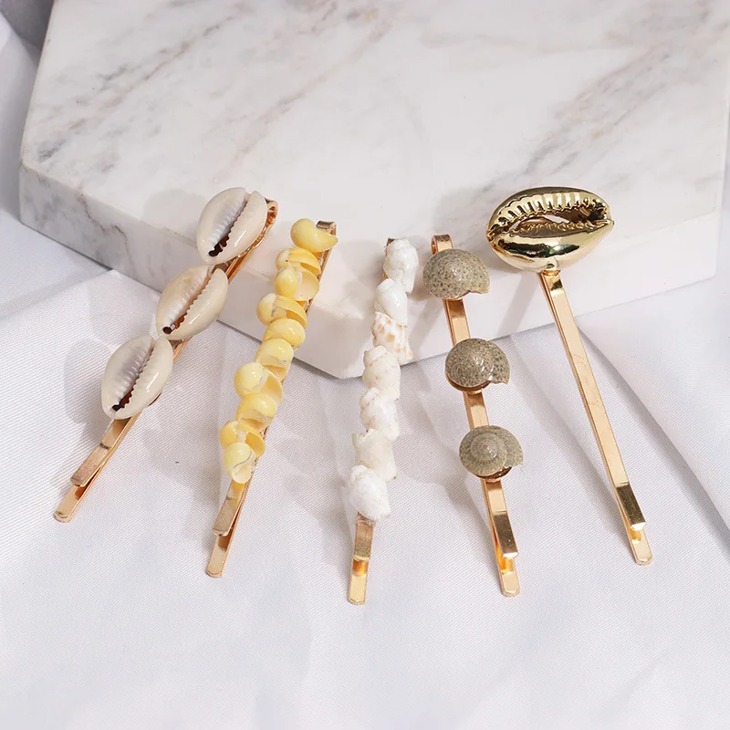 

1PC Fashion Women Shell Conch Hair Clips for Women Girls Handmade Braided Geometry Hairpins Pearl Hair Clip Accessories