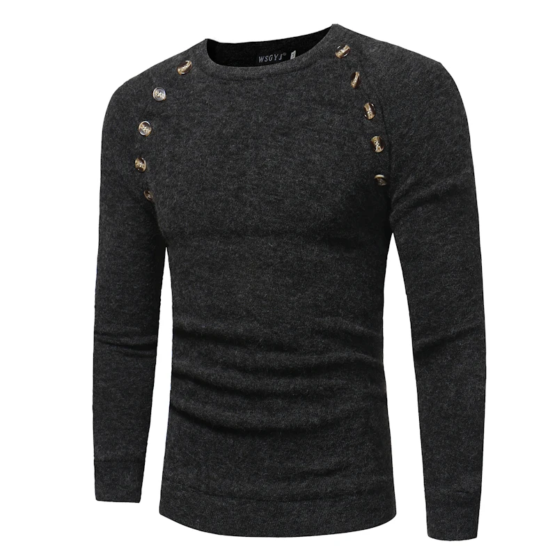 Sweater Pullover Men 2017 Male Brand Casual Slim Sweaters Men Button Splicing Solid Hedging Turtleneck Men'S Sweater XXL